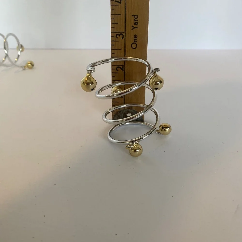 Spiral Napkin Rings OS Silver Gold Excellent Jingle Bell Set of 4 Dining Table